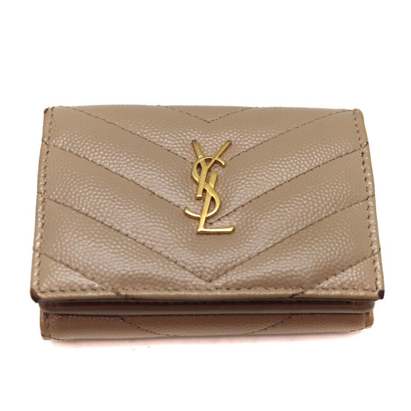 Saint Laurent Tri fold Wallet Beige Leather - Picture 2 of 8